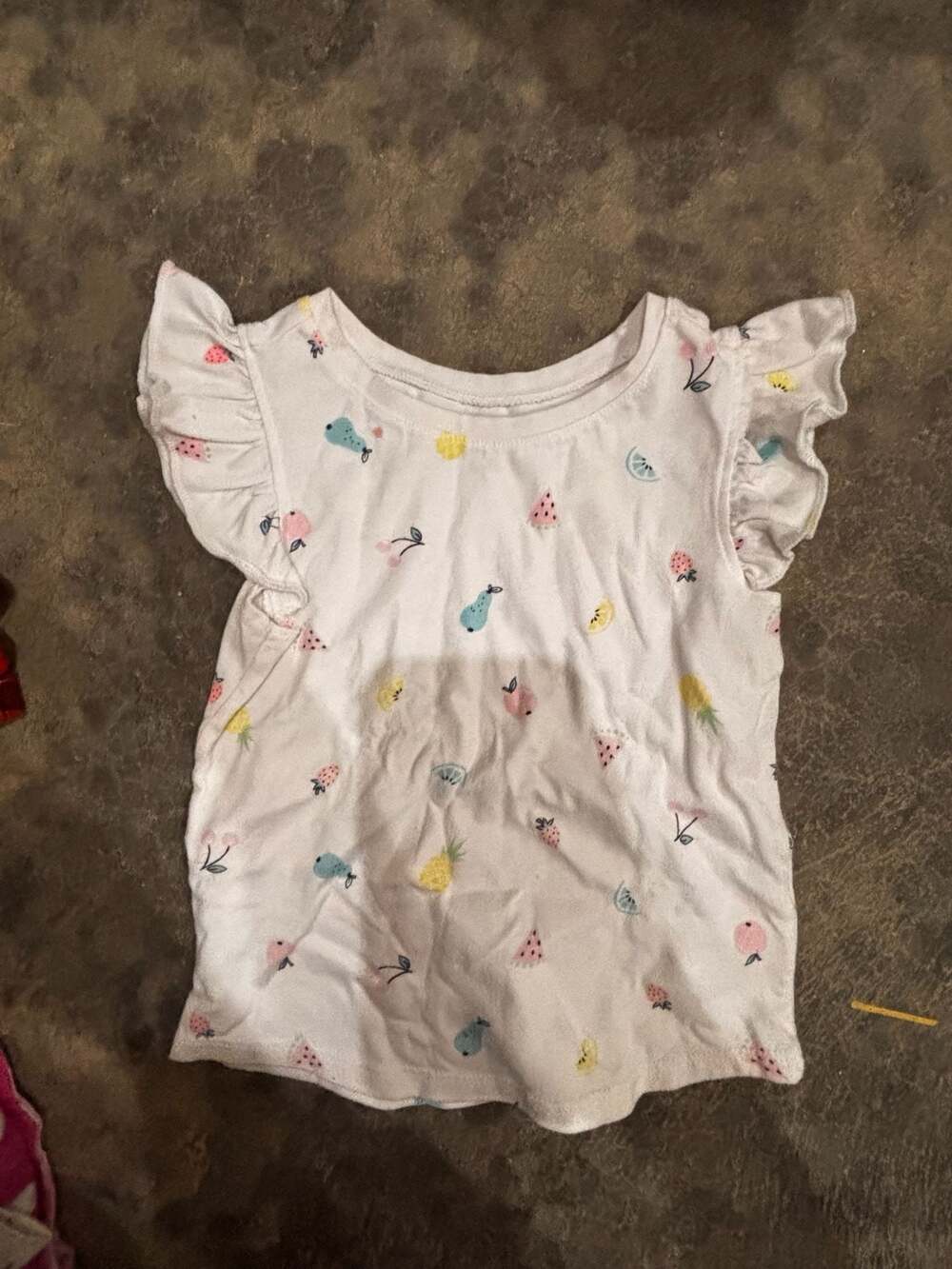 Garanimals Toddler Girls White Fruit Print Flutter Sleeve Tee Shirt 2T